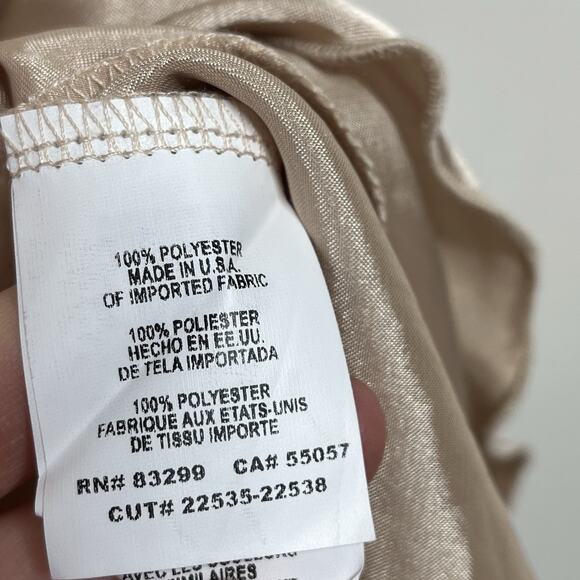 Bebe Y2K Midi Slip Dress Champagne Womens L Cowl Neck Lettuce Hem Formal Event - Picture 7 of 8